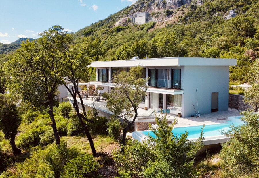 The villa among the pines above the bay