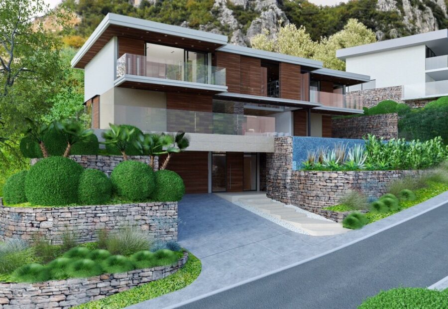 Design concept, villas stepping down the slope