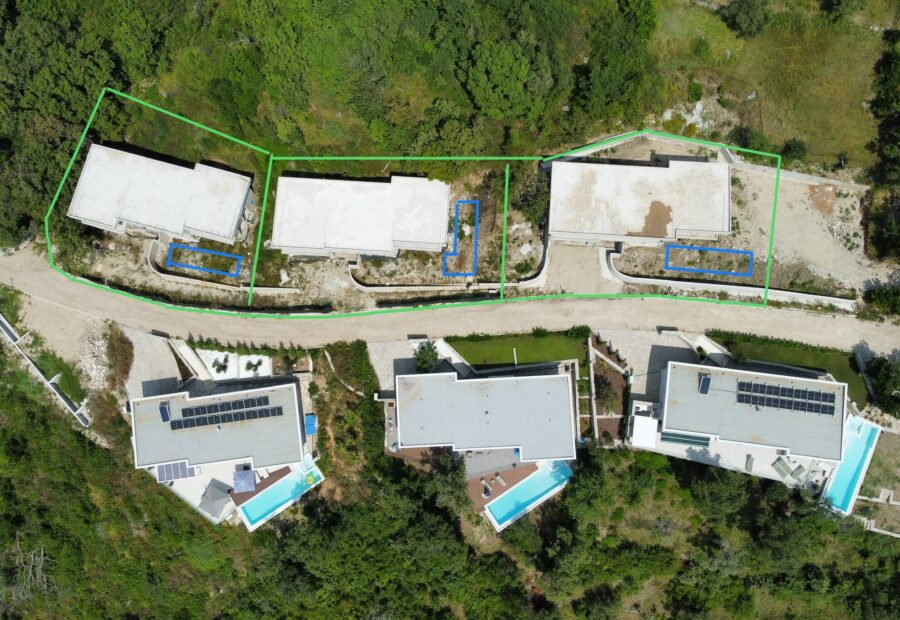 The estate from the air with the plots marked