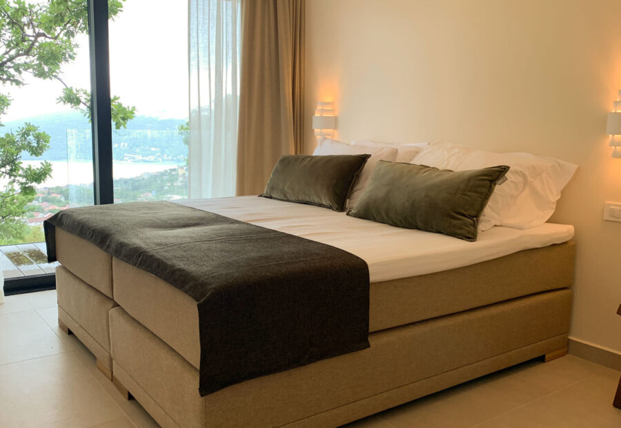 Bedroom with a sea view